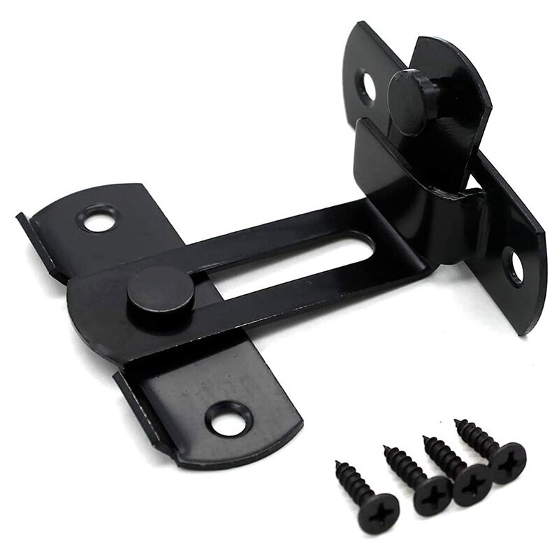 Matt Black Stainless Steel Door Buckle Lock Bolt Lock 90 Degree Door with Cabinet Hasp Lock: Default Title