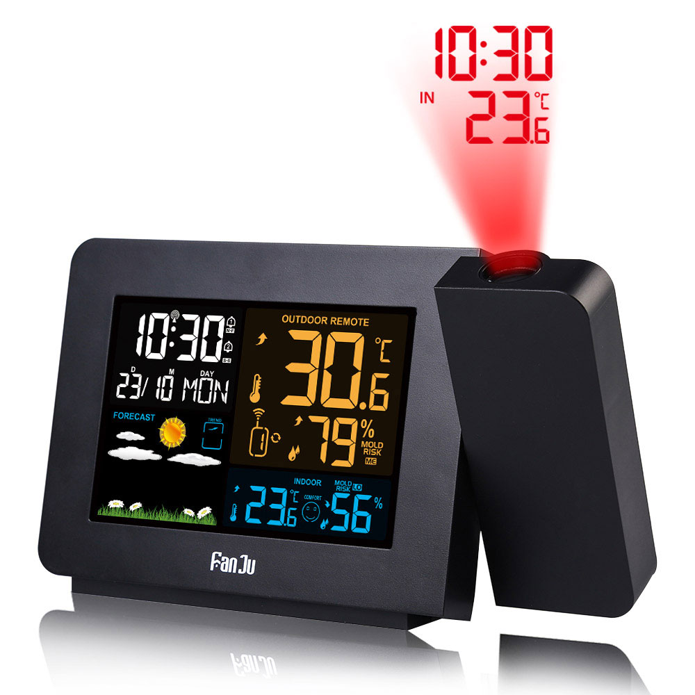 Hight Alarm Projection Thermometer Hygrometer Draadloze Weerstation Digitale Horloge Snooze Tabel Project Radio Klok