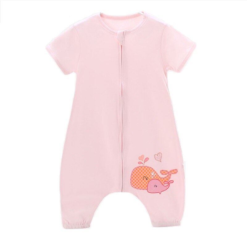 100%  bomullssoveposer til låve 0-4 år smålåve og tidlig vandrer babyteppe sovesekk sovedress med ben: Rosa hval / 90cm til 2.5-4y baby