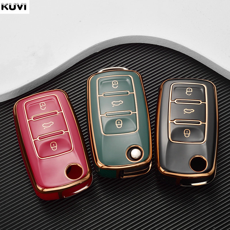 TPU Car Key Case Cover Holder Shell For VW Volkswagen Polo Golf Passat Beetle Caddy Tiguan Skoda Octavia Kodiaq Seat Leon Altea