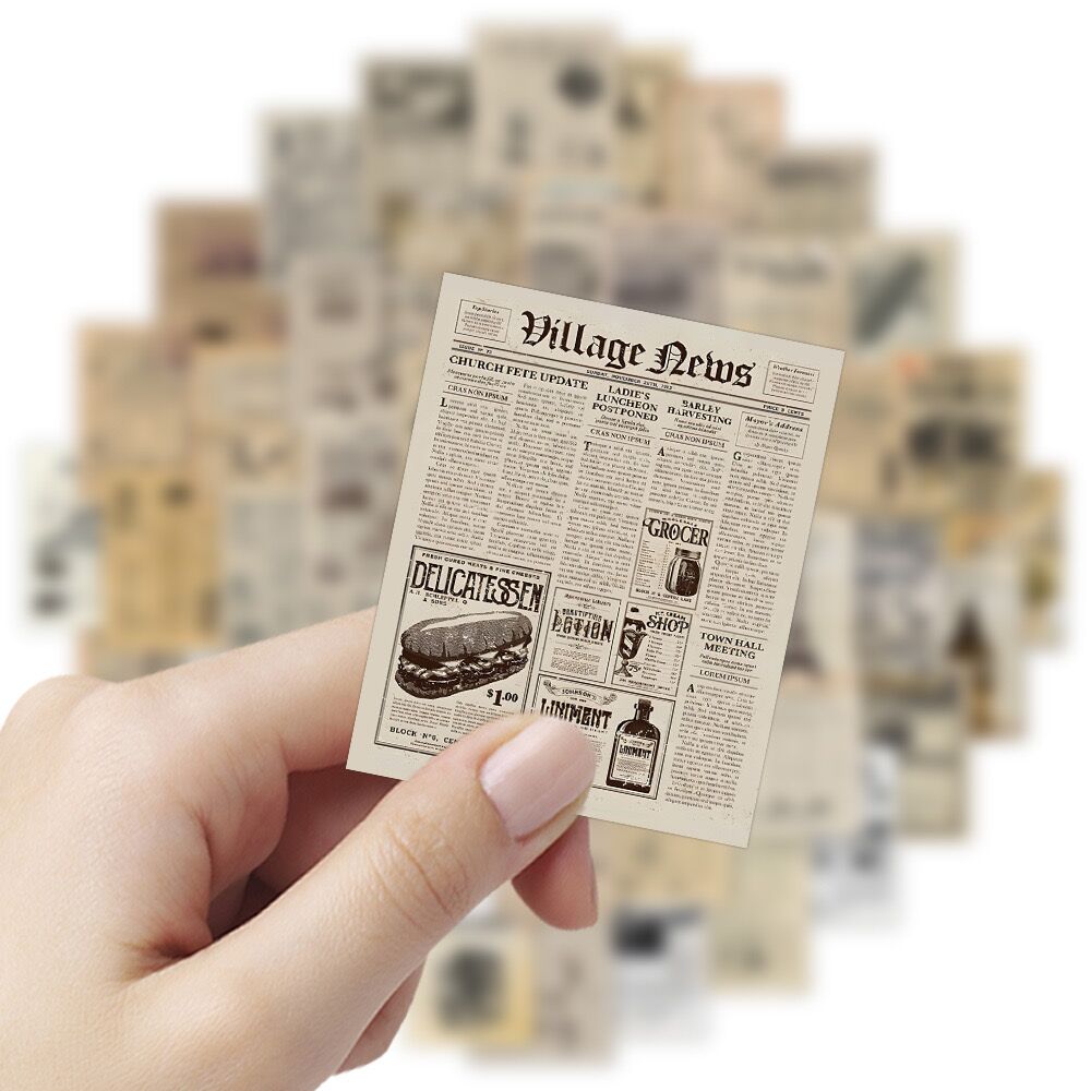 10/30/60pcs Retro Magazine Stickers Vintage Newspaper Poster Decals DIY Diary Suitcase Scrapbook Phone Bike Graffiti Sticker Toy