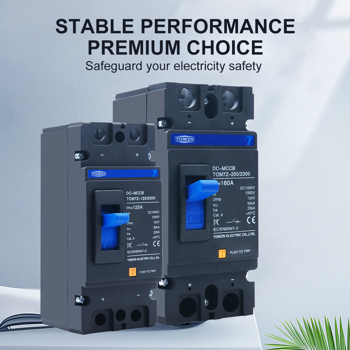 2P DC MCCB TOM7Z 1000V DC zonne-gegoten stroomonderbreker MCCB overbelastingsbeveiliging schakelaarbeschermer voor fotovoltaïsche zonne-energie PV