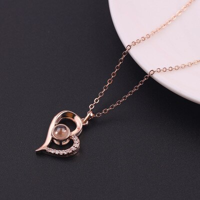 Della lega di Amore Del Pendente di 100 Lingue I amore voi Scuotendo Suoni con la Proiezione Clavicola Catena Della Collana Del Maglione: 03