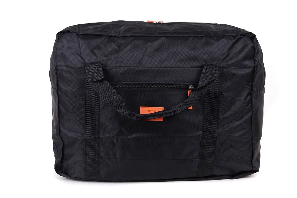 Folding Oxford Cube Travel Bag Waterproof Large Capacity Unisex Luggage Durable Clothing Sorting Organize Bag: Black