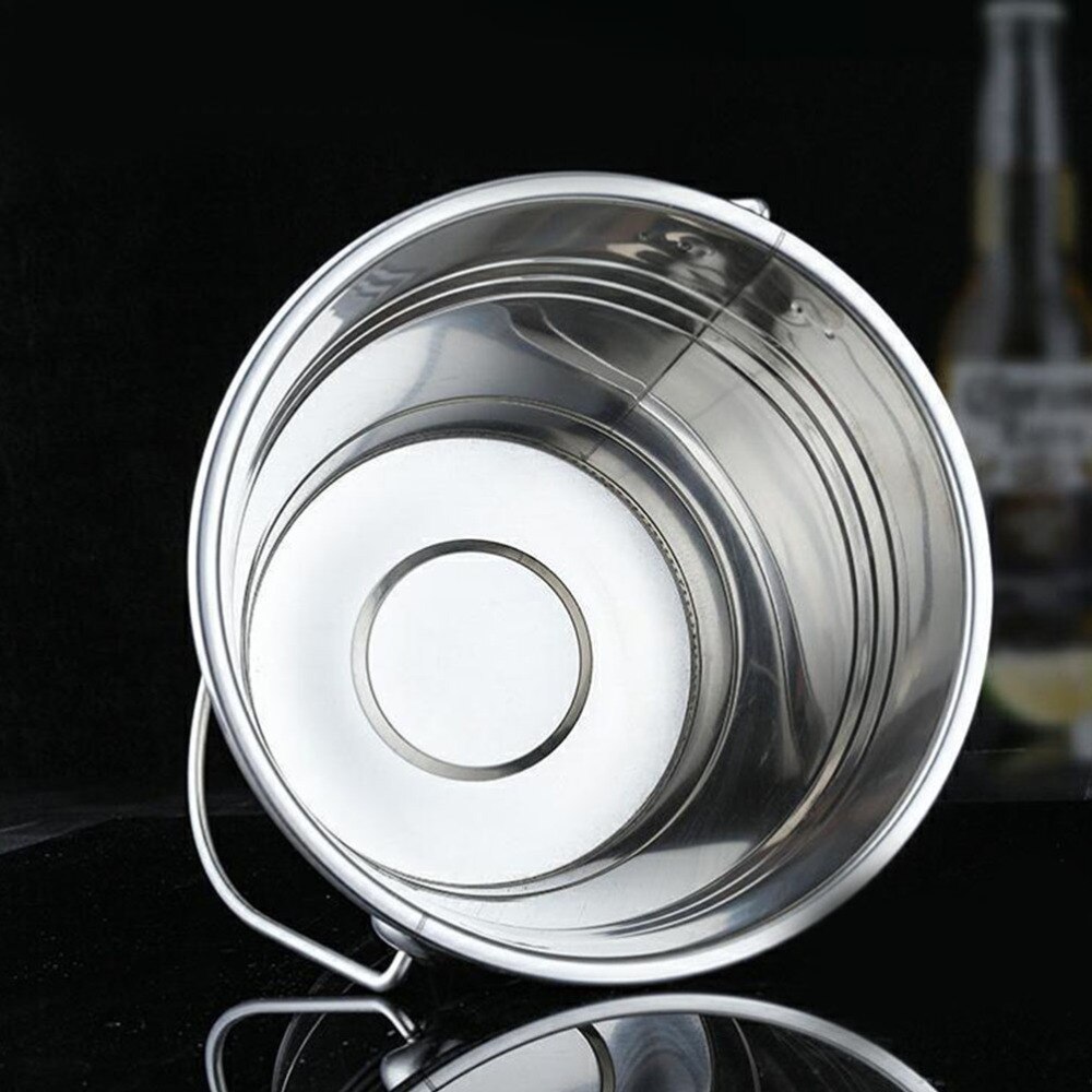 Stainless Steel Ice Bucket Portable Ice Chiller Cooler with Handle Ice Cube Container for Wine Champagne Beer Without Borneol