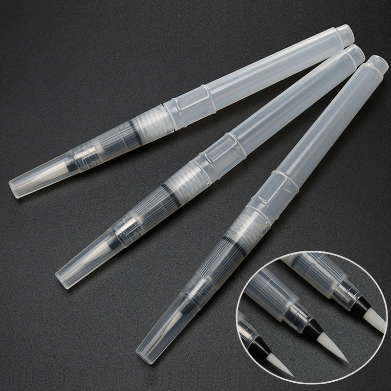 Refillable Water Brush Ink Pen for Water Color Calligraphy Drawing Painting Illustration Pen Small Middle Large Different Size