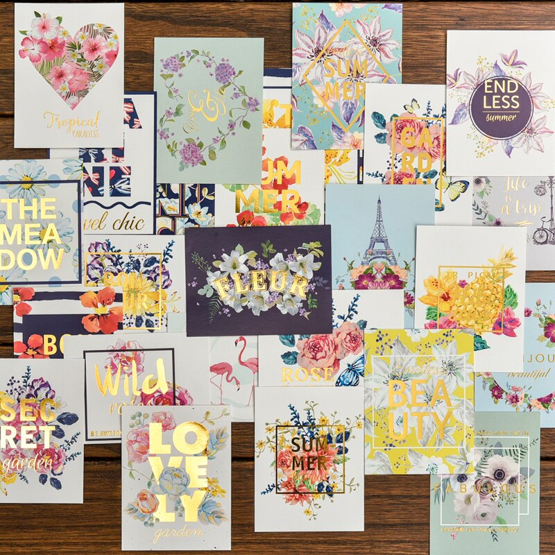 Wilde Roos 24pcs 3x4 journaling Goud Folie Papier Pocket Kaarten voor Scrapbooking DIY Projecten/Fotoalbum /Card Making Ambachten