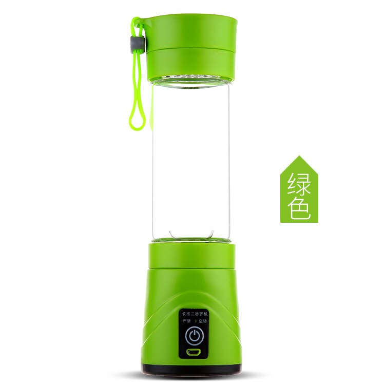 Cashiler Electric Glass Juicer Cup Juice Cup Rechargeable Household Mini Cyclone Fruit Juicer: Green