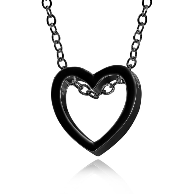 Colares vazados em forma de coração para mulheres, pingentes simples na moda de dia dos namorados, joias de festa, gargantilha: Black necklace