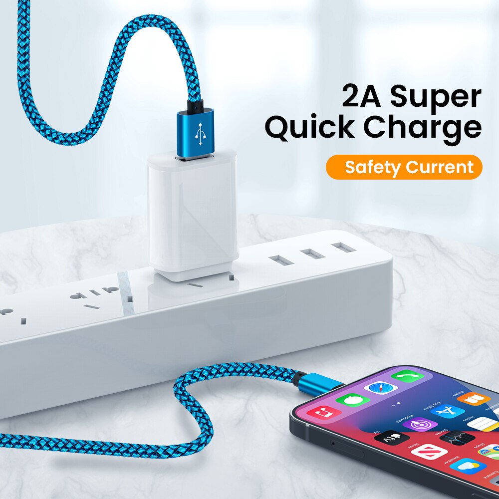Kolorowy kabel USB do ładowania danych dla iPhone 12 11 Pro XS Max XR X 5s 6s 6 7 8 2.4A szybka ładowarka pochodzenie przewód 1/2/3m