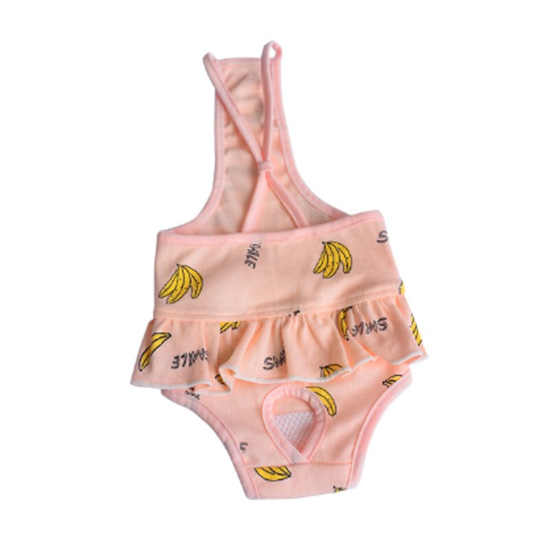 Søde vaskbare hunde blege kæledyr jumpsuit fysiologiske bukser antibakterielle hunde undertøj slidstærke hundeshorts hygiejnetrusser trusser: Lyserød banan / Xl