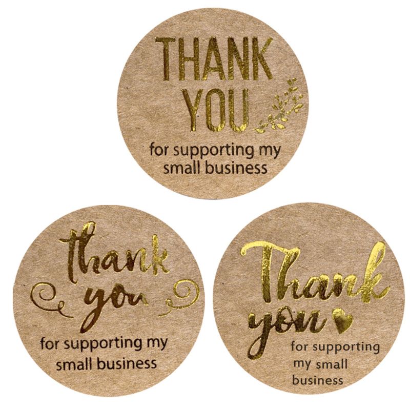 500pcs Thank You for Supporting My Small Business Stickers Gold Foil Seal Label 667A