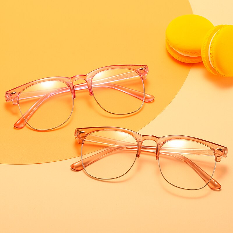 Gafas de medio marco a la para niños y niñas, lentes protectoras para ordenador de lectura, redondas, antiluz azul