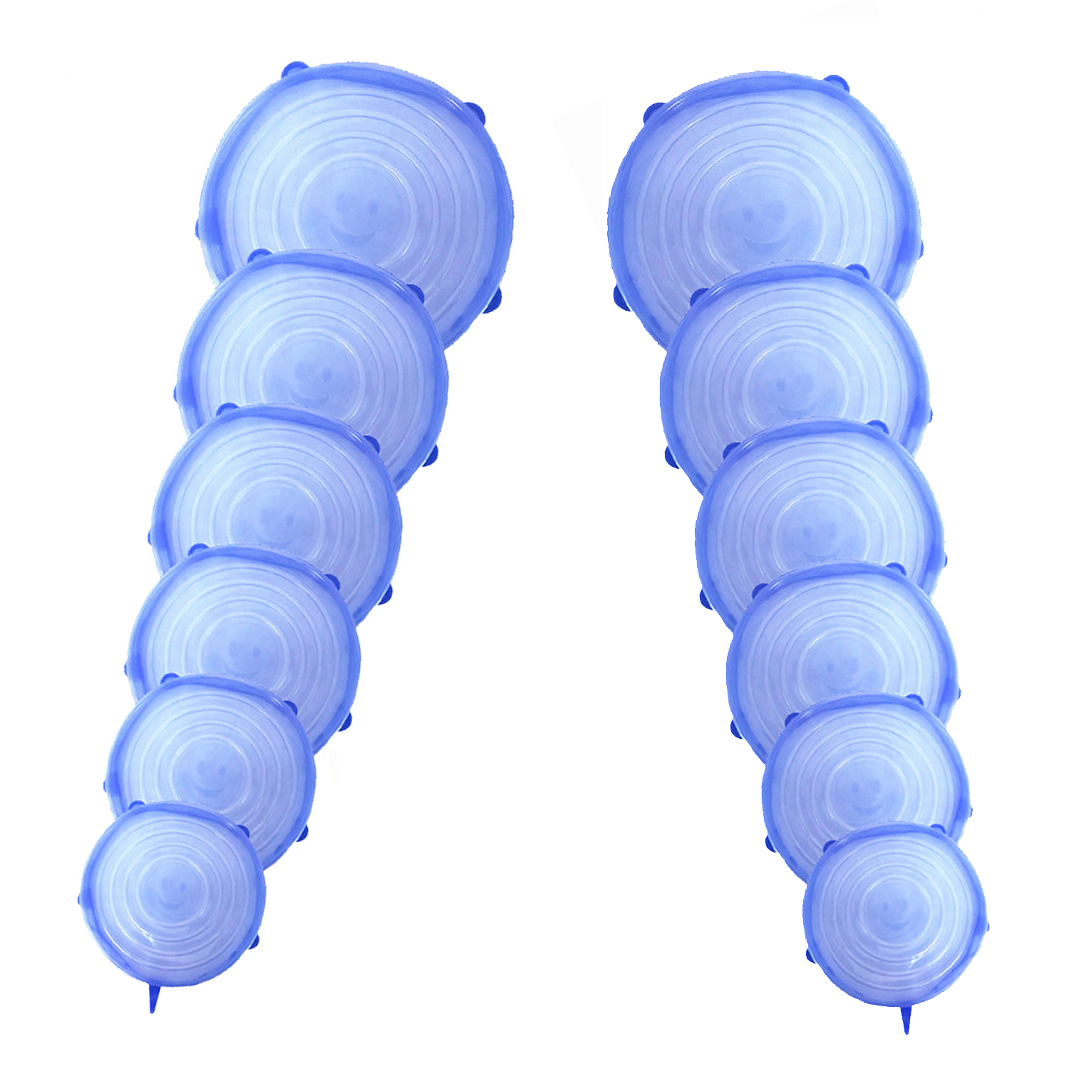 12 stuks elastische siliconen deksels voor kommen, herbruikbare koelkastbekers voor salades, potdeksels voor keukenaccessoires: 12 stuks blauw