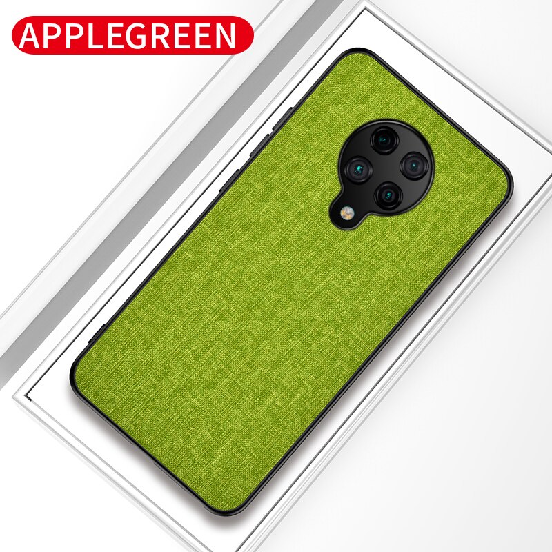 Voor Poco X3 Nfc Case Eenvoudige Doek Pu Soft Tpu Edge Shockproof Cover Voor Xiaomi Pocophone Poco X3 Nfc F2 pro Capa Case: For POCO F2 Pro / Green