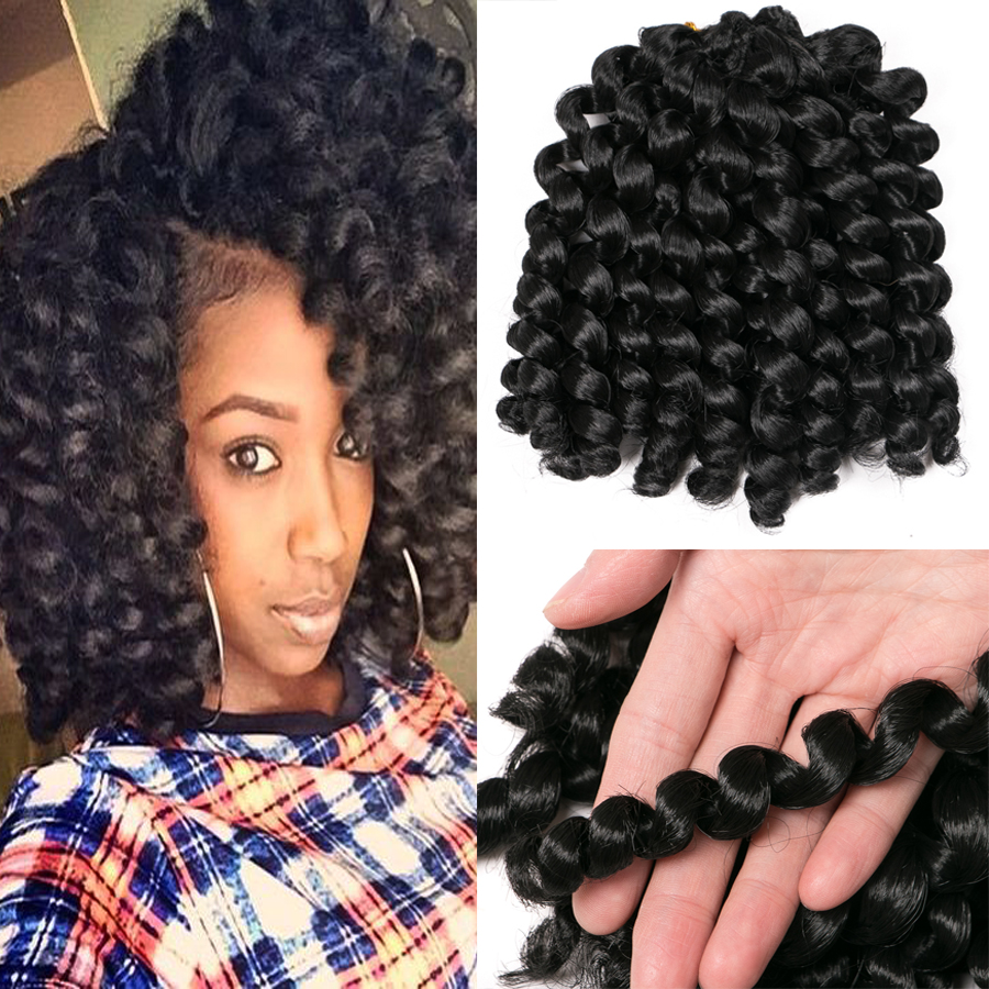 Torção encaracolado preto crochê tranças de cabelo 75 g/pacote 8 polegada 20 fios/pçs sintético ombre trança extensão do cabelo torção