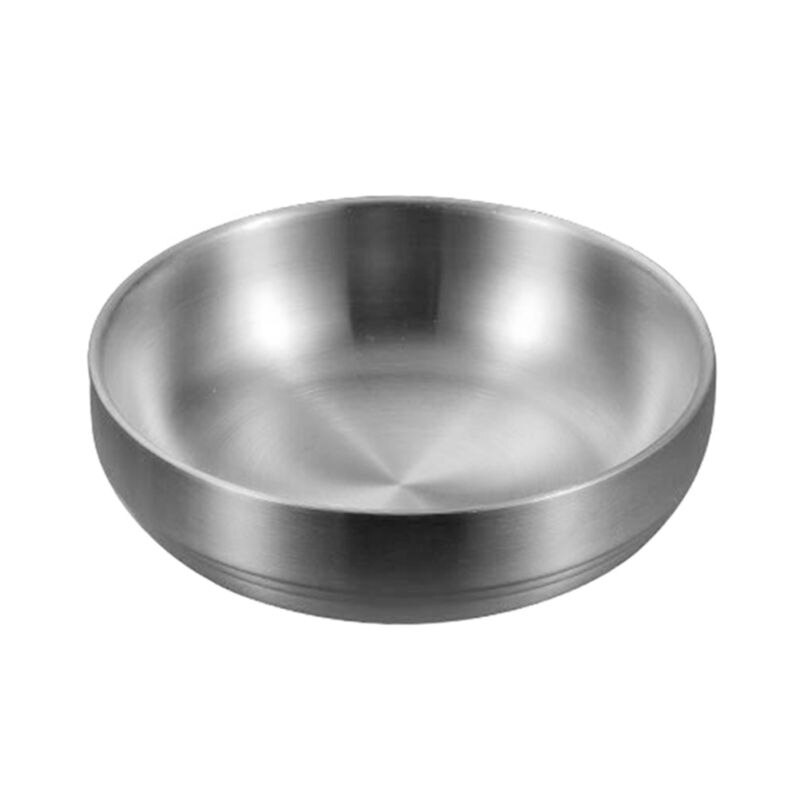 Double Layer Rice Bowls Stainless Steel Bowl Metal Ice Cream Soup Bowls Heat Insulated Mixing Bowl For Kitchen Flatware: A / Diameter 9cm