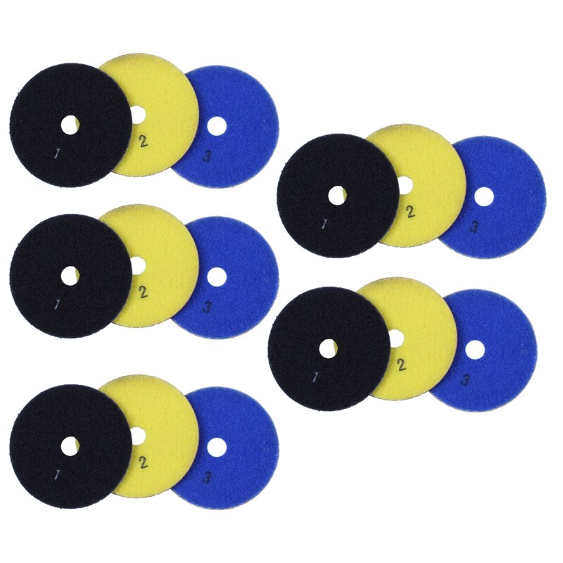 15 Stuks 100Mm Diamond Flexibele Nat &amp; Droog Polijsten Pads 3 Stap Floor Polish Voor Steen Marmeren Tegel