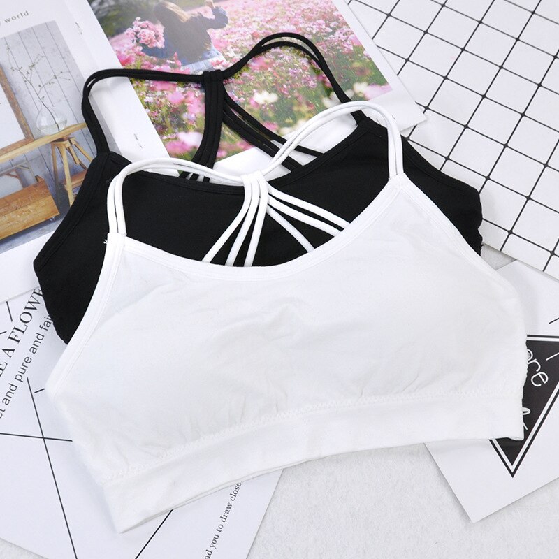 HANERDUN Sportbeha voor dames, fitness, yoga, verstelbare beha, brede riem, beha zonder beugel, afneembare beha, padding, 1 stuk - gebonden, M