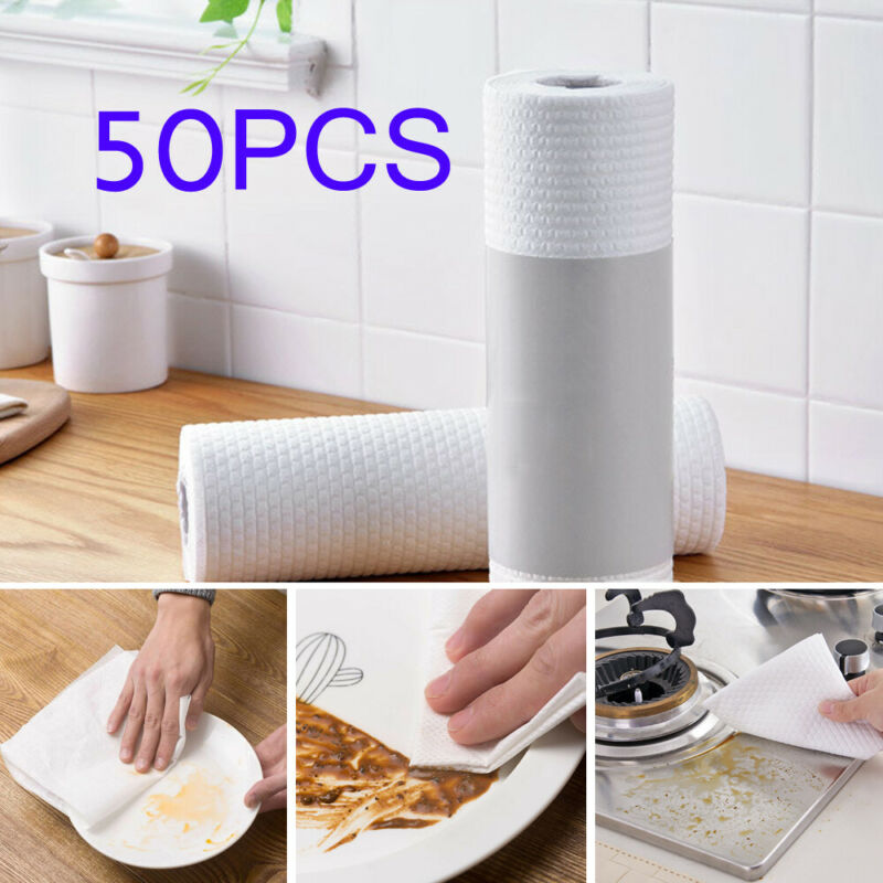 1 Roll 50PCS Spot Goods Disposable Dishcloth Kitchen Thick Washing Towel Dish Cloth Cleaning Tissue Paper