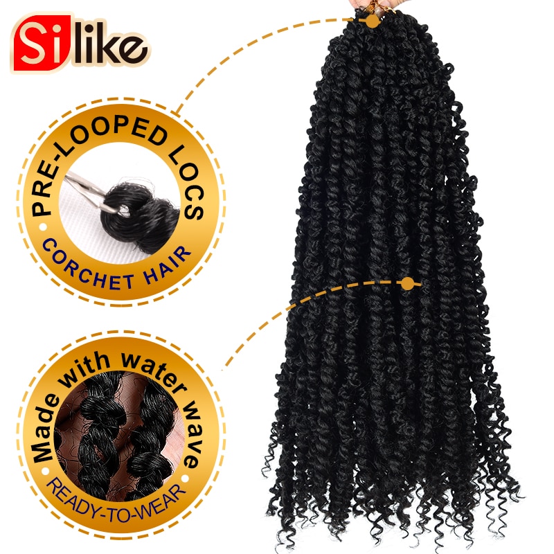 Silike Passion Twist 18 inch Fluffy Pre-Twist Black Pre Stretched Ombre Braiding Hair Synthetic Crochet Braids Hair Extension