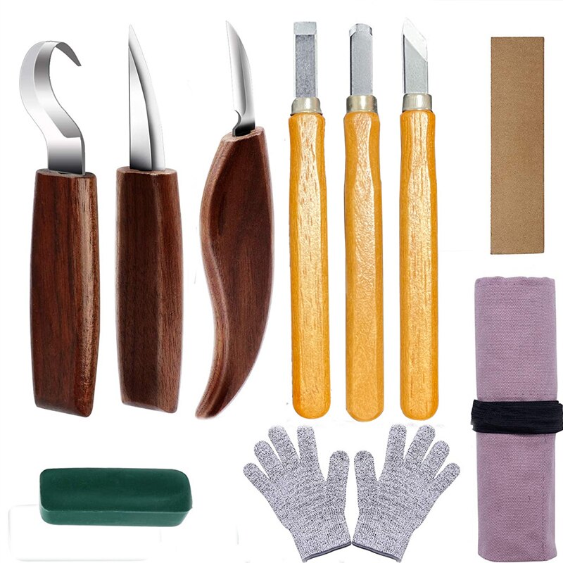 2/3/5/10pcs Chisel Woodworking Knives Hand Tool Set Wood Carving Knife DIY Peeling Wood Carving Carving Spoon Carving Knife: 10pcs