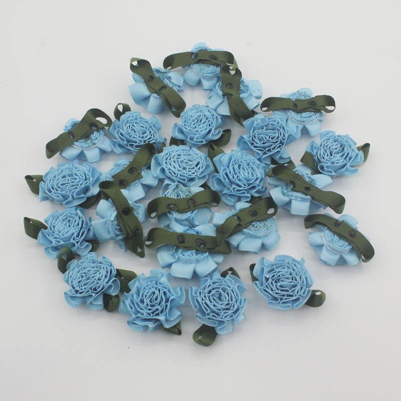 Cinta de satén hecha a mano para niña, bolsa de zapatos para el pelo, vestido, scrapbooking, accesorios artesanales, 3cm, 10 Uds.: blue