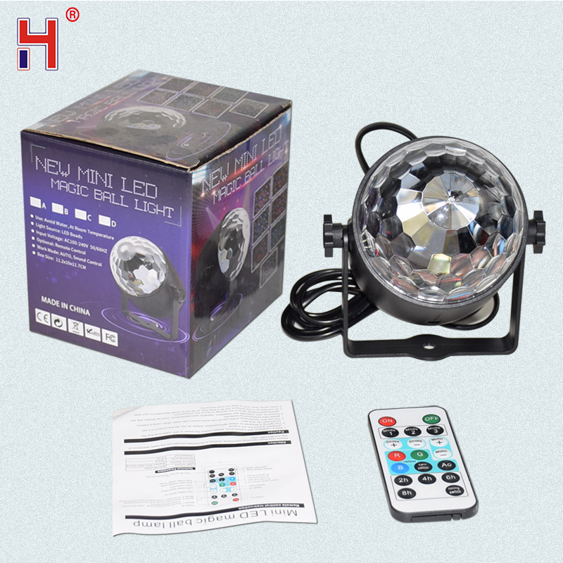 Sound Activated Roterende Disco Ball Dj Party Verlichting 3W 3Led Rgb Led Podium Verlichting Voor Kerst Bruiloft Geluid Party lichten: MINI disco ball / US Plug