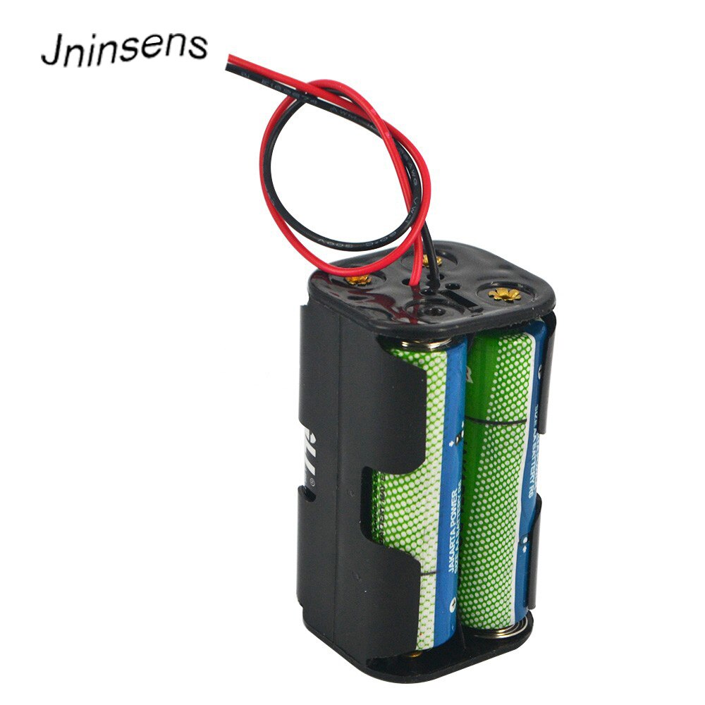 5 Stks/partij Aa Batterij Houder 6V Voor 4 X Aa Batterijen Zwart Plastic Opbergdoos Case Dual lagen Met Wire Lead