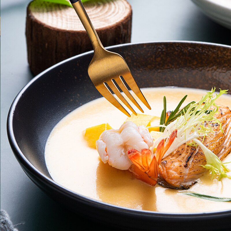 FANCITY Große keramik platte gebratener reis platte kreative tief Gericht geschirr haushalt schale Japanische Erzähler tiefe kaliber plat