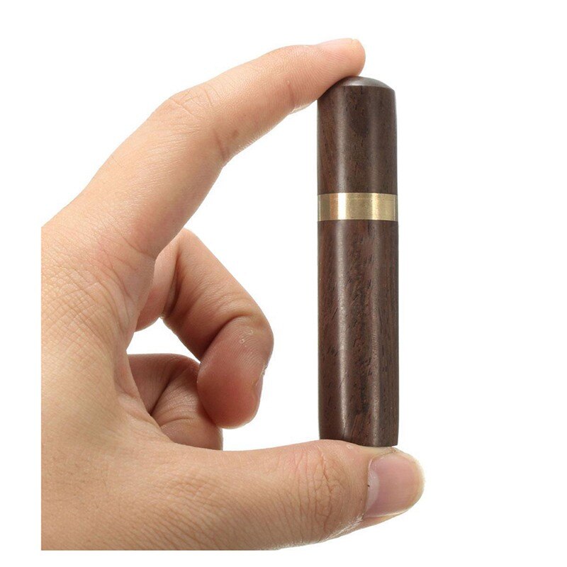 Tannpirkerholder i ibenholt tre bøtte miniboks vandring bærbart håndverk håndlaget 8*1.8cm