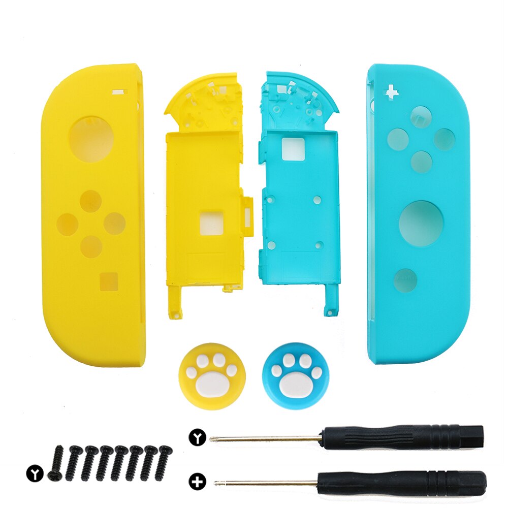 YuXi Plastic Right Left Housing Shell Case Cover for Nintendo Switch NS NX Joy-Con Controller with Silicone Analog Thumb Grip