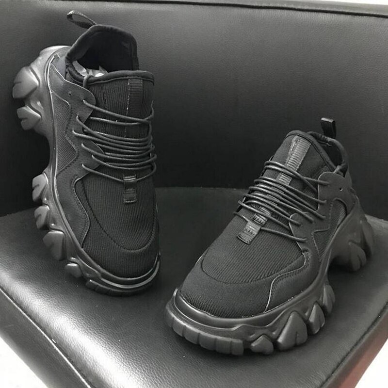 Plattform vår dam sneakers kvinnor skor kvinnliga svarta sneakers med hög sula skor kvinnor hög topp chunky sneakers