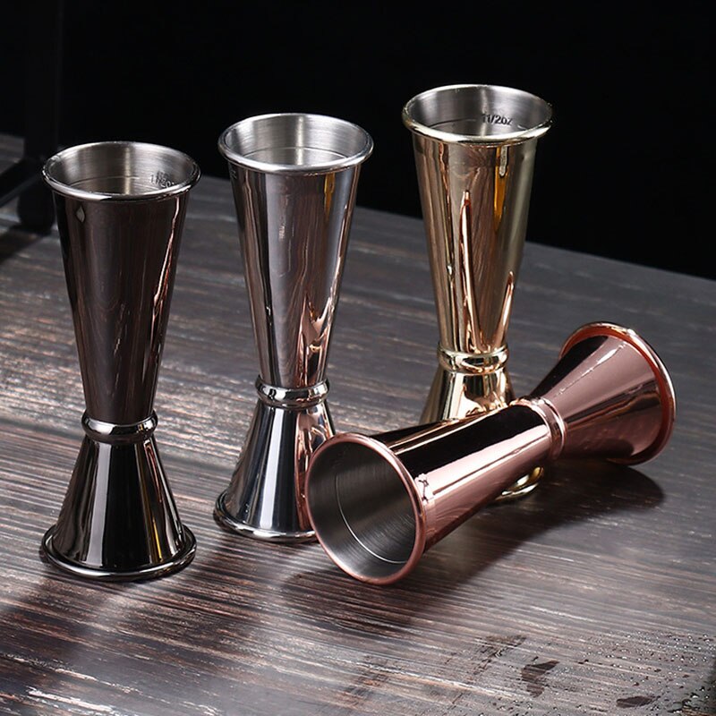 Jigger-Barra de cóctel de acero inoxidable, vaso medidor de doble espíritu para Bar en casa, herramienta de Bar de