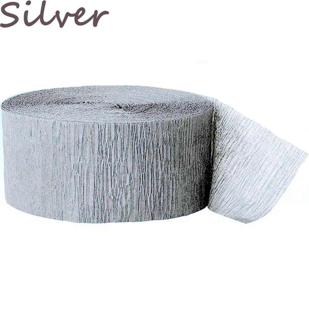1 Roll 3.5 Cm * 10 M Crinkled Crêpepapier Bloem Wikkelen Diy Scrapbooking Craft Voor Verjaardagsfeestje Festival Kerst decoratie: silver