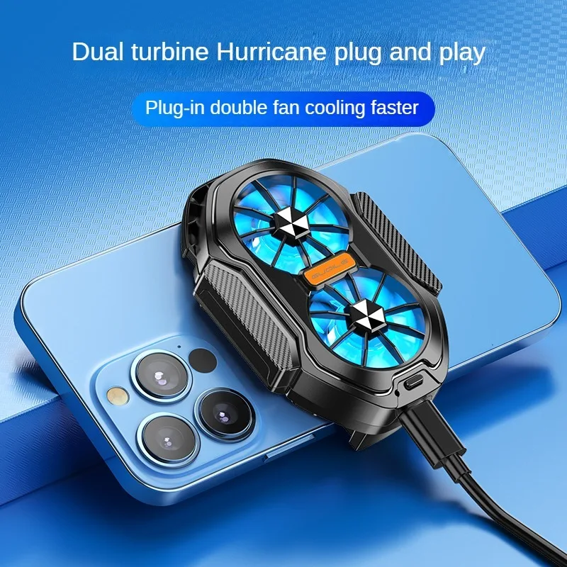 FS01 Dual-Lüfter für die Eiskühlung von Telefonen, universeller wiederaufladbarer Handy-Kühler, langlebig, stärkere Kühlung, Luftkühlungsventilator: Silber