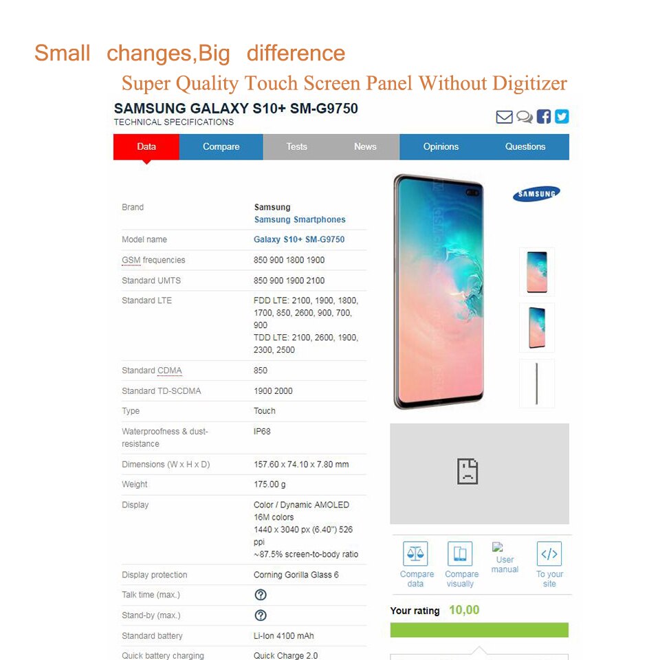 S10 For Samsung Galaxy S10 S10E S10 Plus Touch Screen Front LCD Glass Panel Outer Glass Lens S10 Lite Touch Panel Replacement