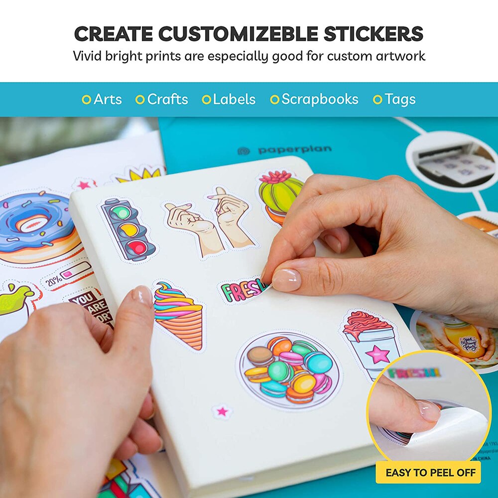 10 Sheets 216*279mm Matte Printable Vinyl Sticker Paper Waterproof Self-Adhesive Printing Paper for Inkjet Printer with Dye Ink