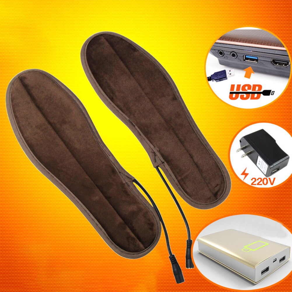 1 paar USB Verwarmde Inlegzolen Voet Warmer Winter Outdoor Schoenen Pad Comfort Sport USB Opladen Wasbare Inlegzolen Sok Pad mat