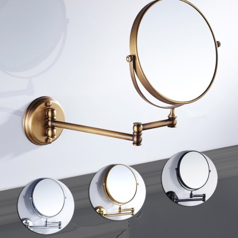 Retro Bathroom 8 Inch Folding Makeup Mirror Flip Telescopic Mirror Personality Wall Hanging Bathroom Mirror