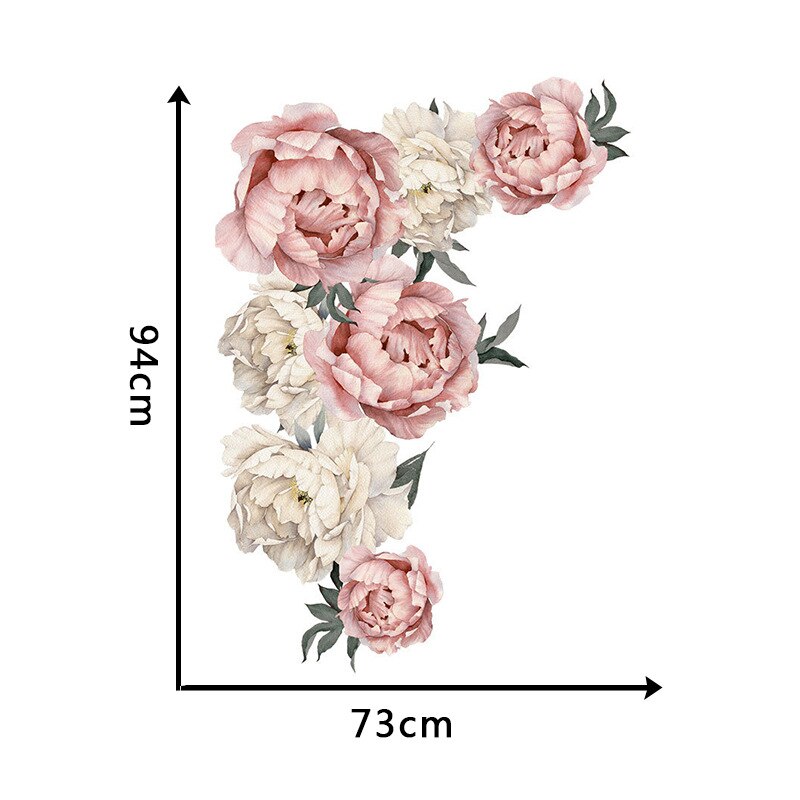 73x94cm Pink Peony Flower Wall Stickers Romantic Flowers Home Decor for Bedroom Living Room DIY Vinyl Wall Decals Christmas: Pink