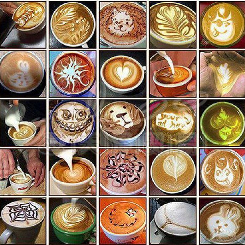 Plantillas decorativas para café, espray para decoración de capuchino, Barista, 16 piezas