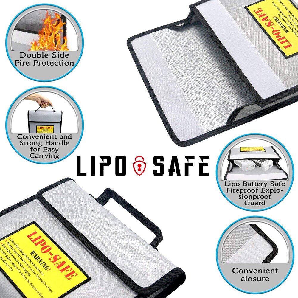 Fireproof Explosionproof Lipo Battery Safe Bag Handheld Heat Resistant Pouch Sack for Battery Charge & Storage 240 * 180 * 65mm