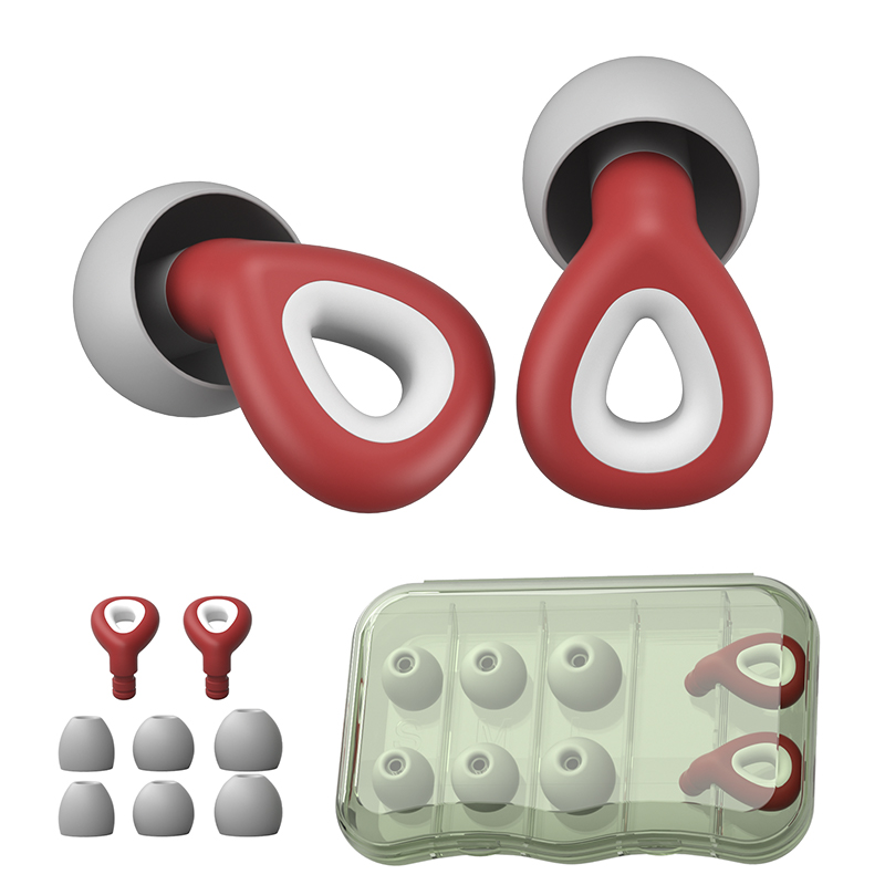 Sleep Ear Plug Waterproof Silicone Swimming Ear Protector Canceling Noise Reduction Soundproof Sleeping Earplugs for Travel Home: Red