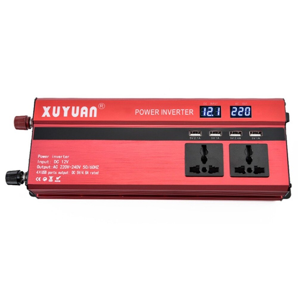 Xuyuan 2000W Draagbare Auto 'S Voertuigen Krachtige Omvormer Lader Met Led Display Converter 12V Naar 220V