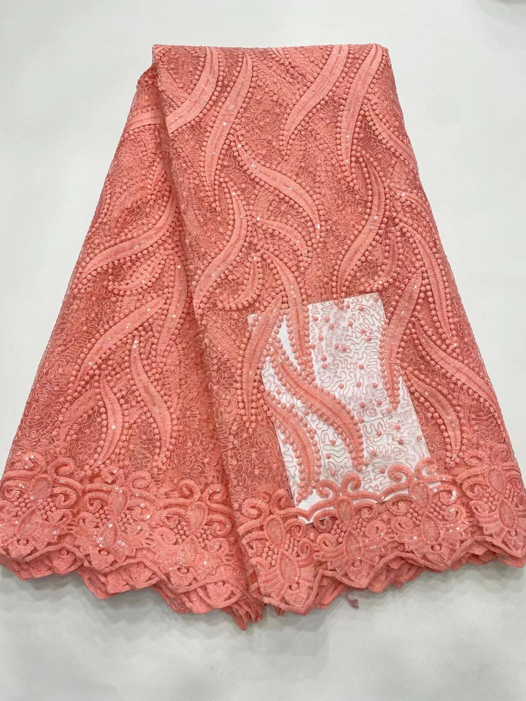 African Lace Fabric Onion Guipure Lace with Sequins Embroiderey Lace Fabric Nigeria Lace Fabric: as picture1