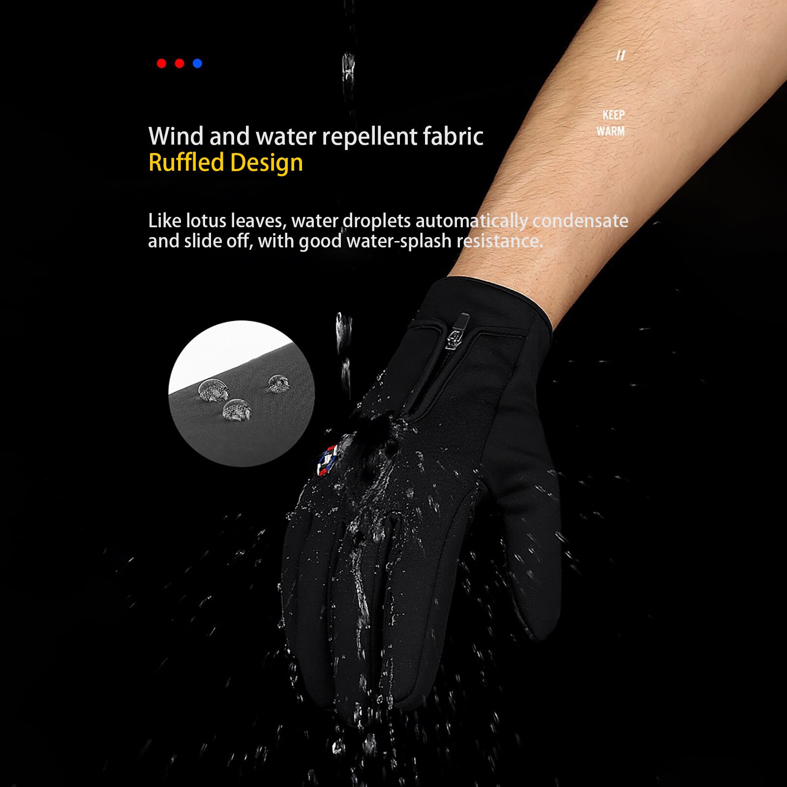 Zwarte Handschoenen Mannen Herfst En Winter Winddicht Waterdichte Sport Touchscreen Handschoenen Guantes Tactiles Movil Перчатки Мужские