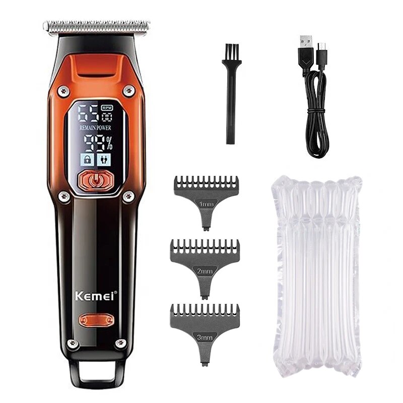 Kemei tondeuse à cheveux tondeuse à cheveux tondeuse de barbier professionnelle rasoir électrique Machine de coupe de cheveux tondeuse Rechargeable hommes KM-658: GRIS