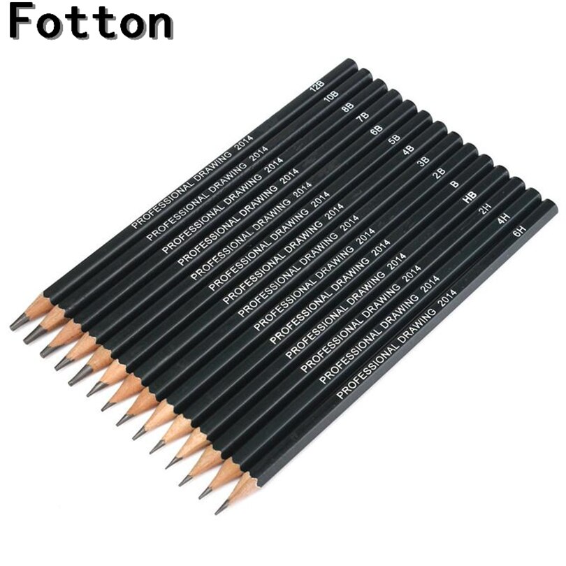 14 stk 6h to12b professionel skitse kunst tegning blyant skitsering blyanter papir pen tegnesæt potloden farveblyant lapices  a50