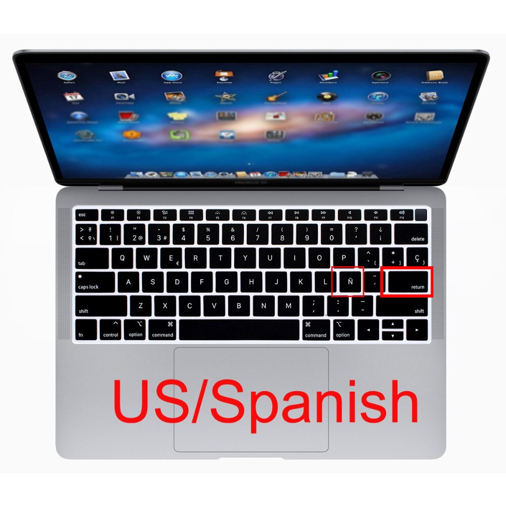 Redlai, funda de silicona para teclado resistente al agua para Macbook Air , 13, A1932, ID táctil, US, entrar en español, francés, tailandés, taiwanés